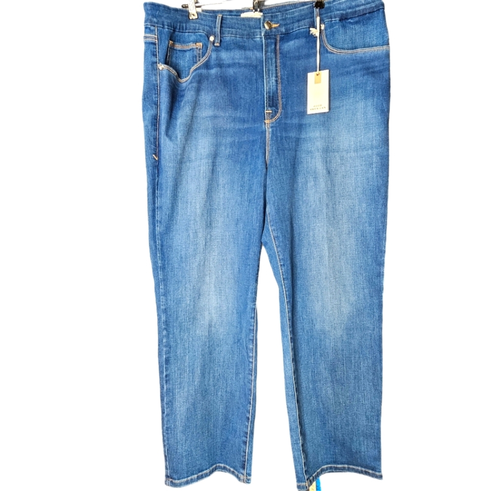 NWT Plus Size Good American Good Leg Straight High Rise Flat Tummy Tech Jeans 20